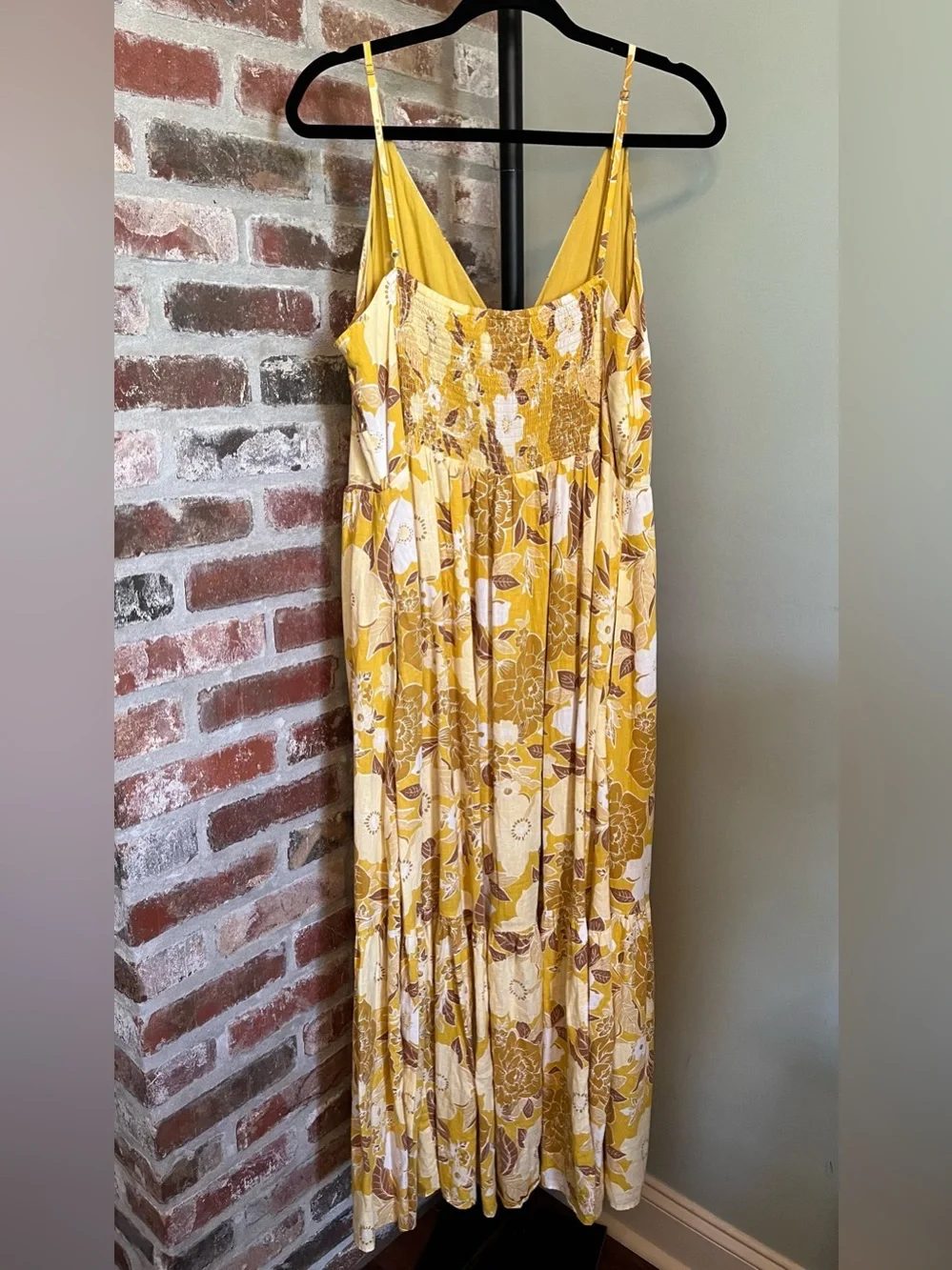 Abercrombie & Fitch Linen-Blend Button-Through Maxi Dress | size xl